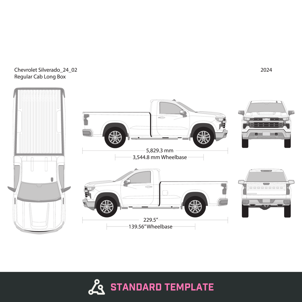 2024 Chevy Silverado 1500 vector wrap template V02, Design-Ready PDF - GravBase