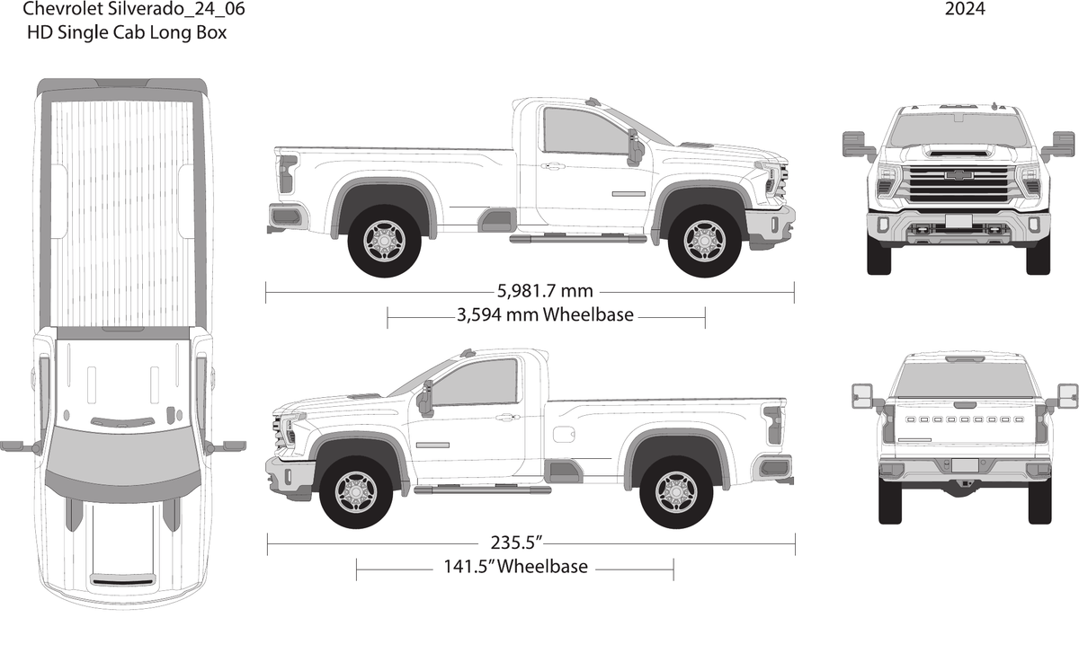 2024 Chevy Silverado 2500-3500 HD Vector Wrap Template - GravBase