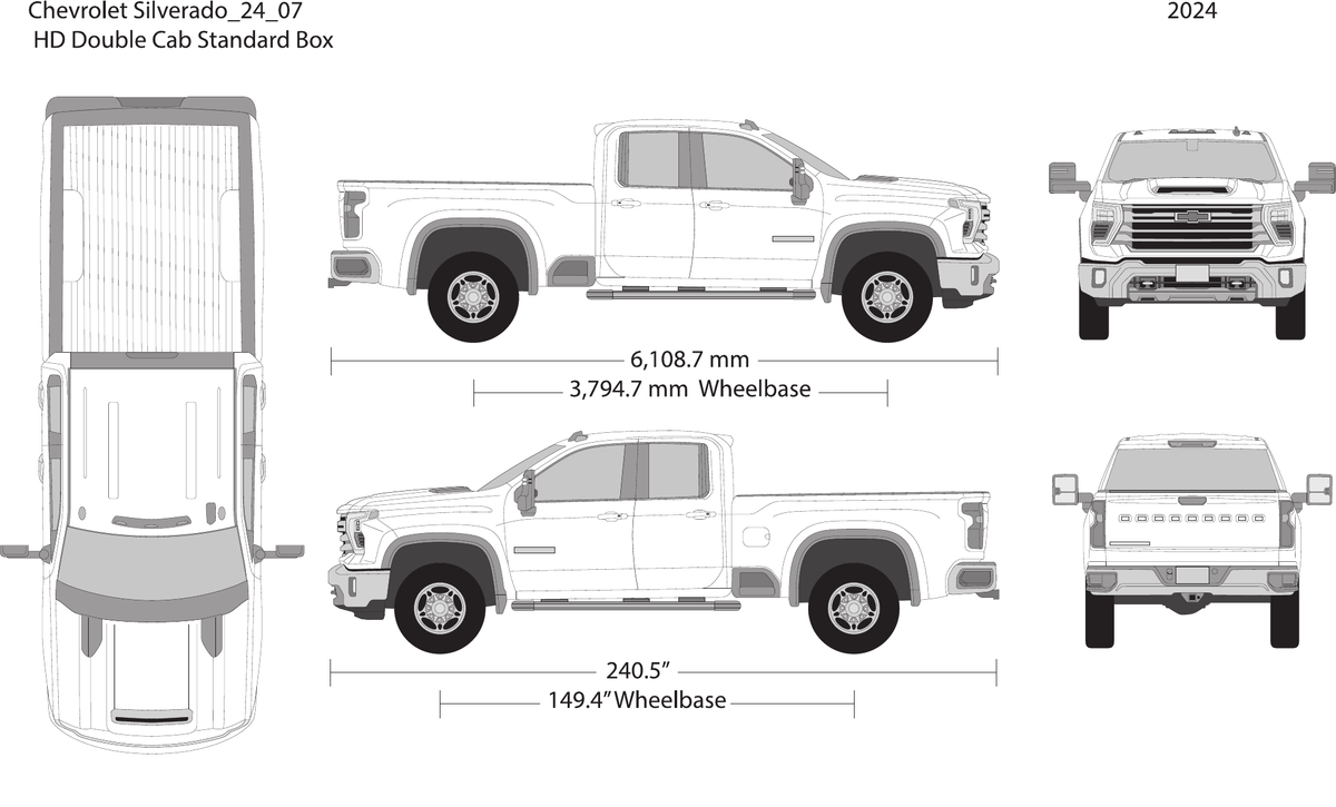 2024 Chevy Silverado 2500-3500 HD Vector Wrap Template - GravBase