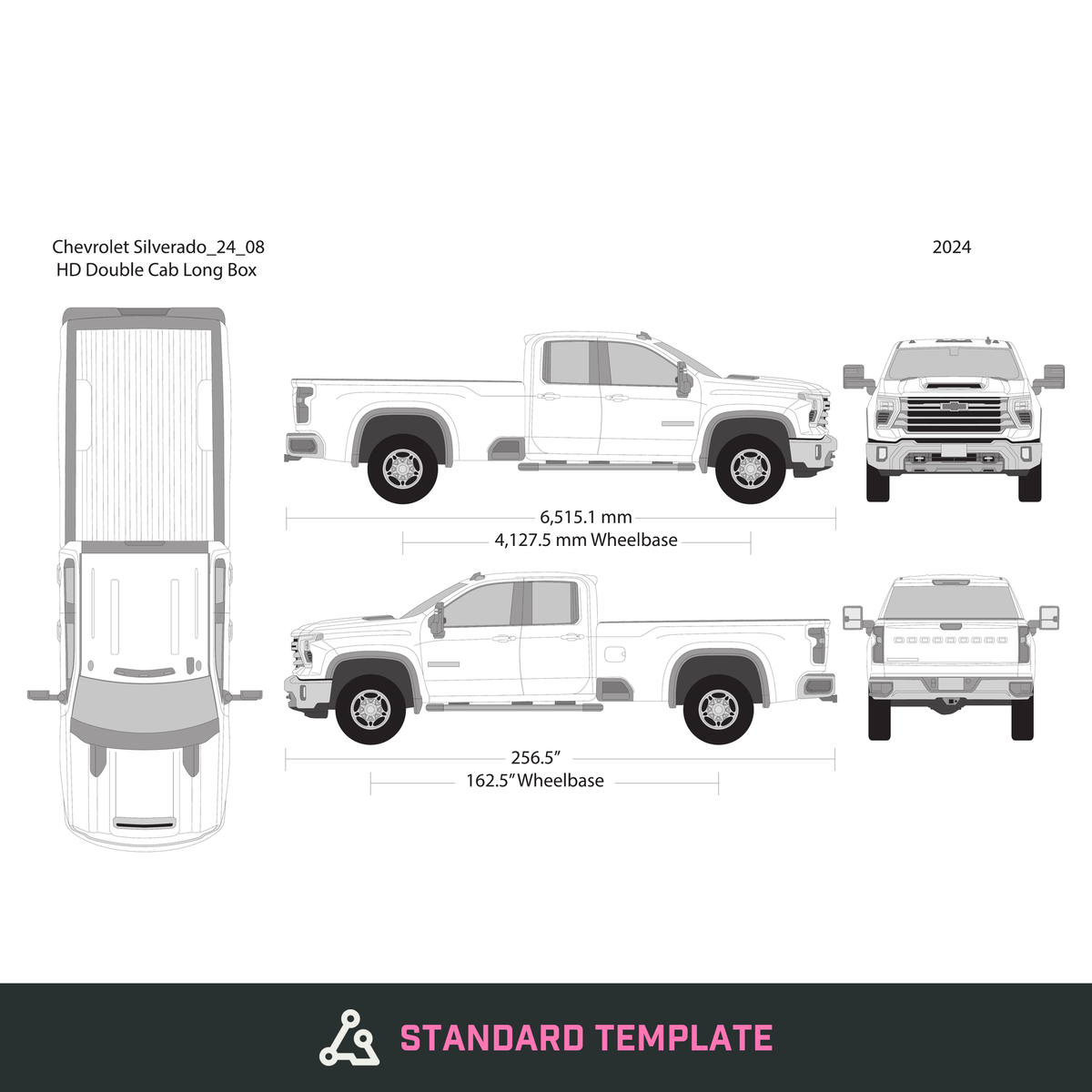 2024 Chevy Silverado 2500-3500 HD vector wrap template V08, Design-Ready PDF - GravBase