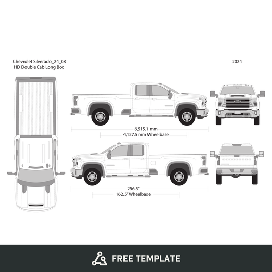 2024 Chevy Silverado 2500-3500 HD free vector vehicle wrap template - GravBase