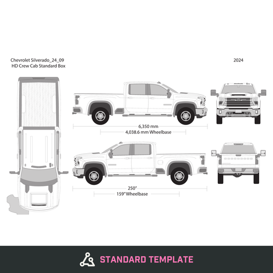2024 Chevy Silverado 2500-3500 HD vector wrap template V09, Design-Ready PDF - GravBase
