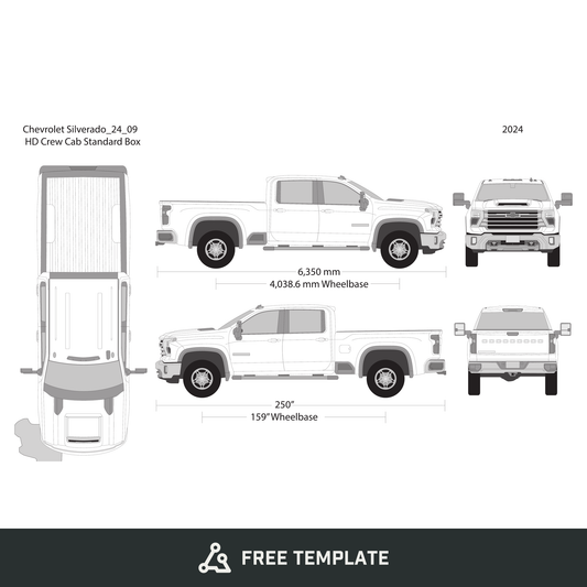 2024 Chevy Silverado 2500-3500 HD free vector vehicle wrap template - GravBase