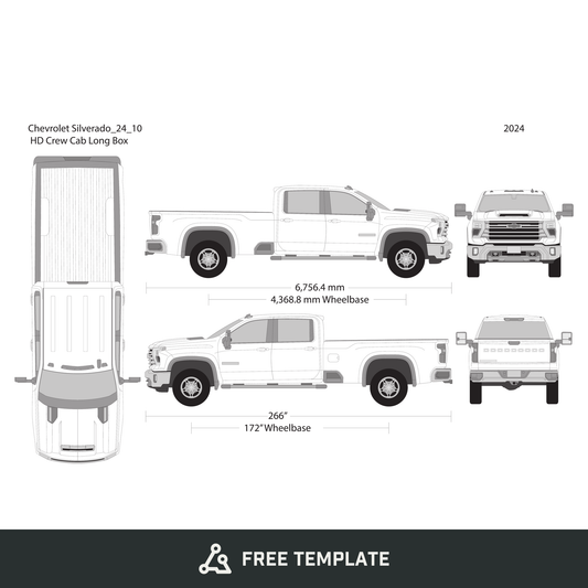 2024 Chevy Silverado 2500-3500 HD free vector vehicle wrap template - GravBase