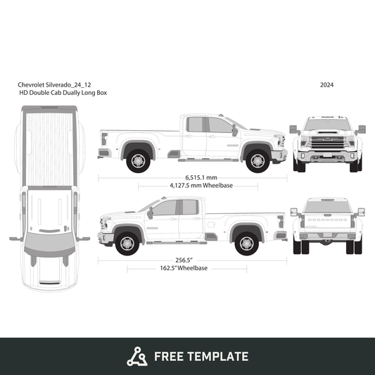 2024 Chevy Silverado 2500-3500 HD free vector vehicle wrap template - GravBase