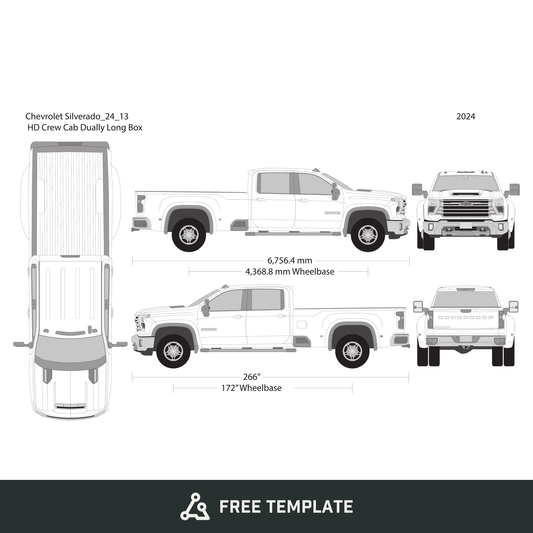 2024 Chevy Silverado 2500-3500 HD free vector vehicle wrap template - GravBase