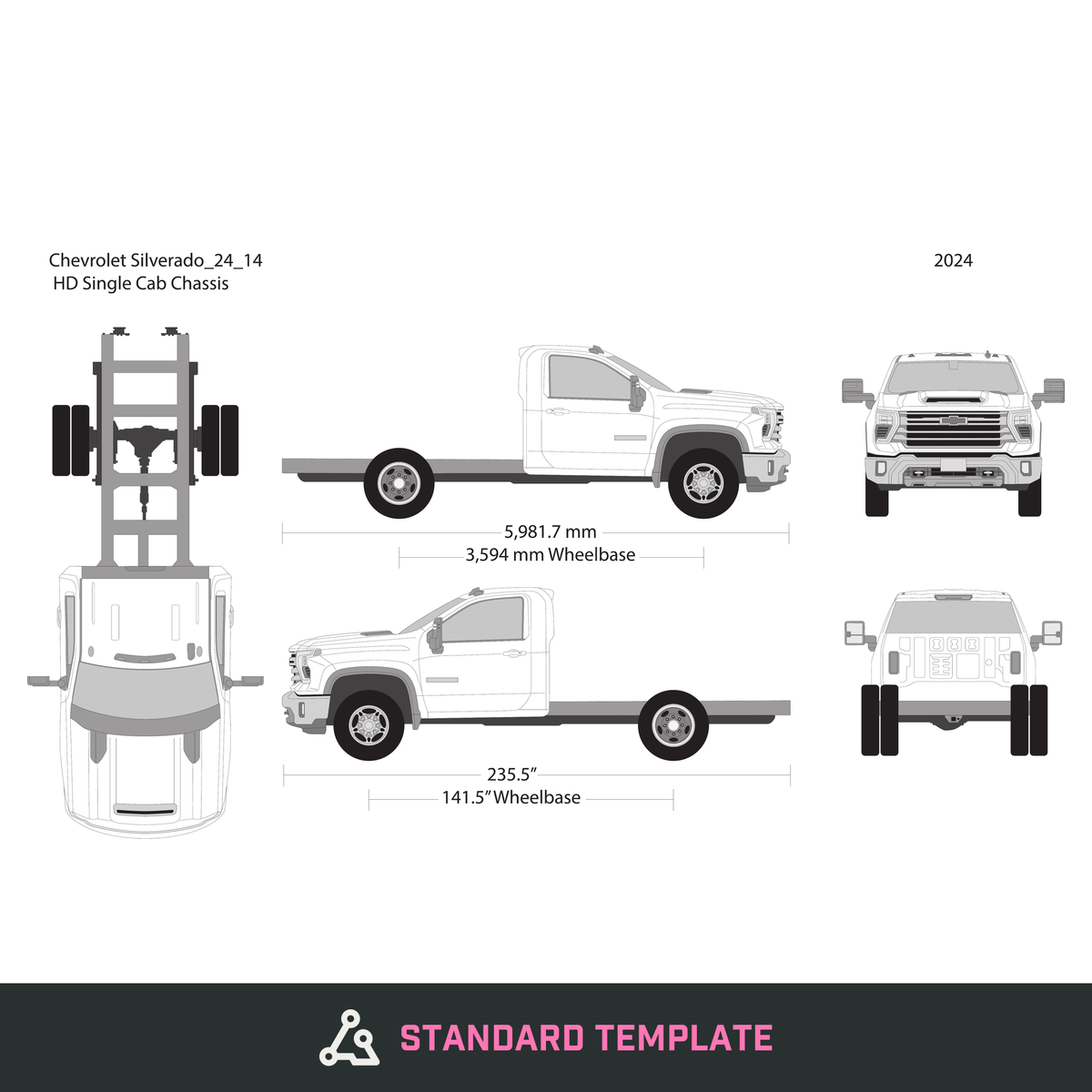 2024 Chevy Silverado 2500-3500 HD vector wrap template V14, Design-Ready PDF - GravBase