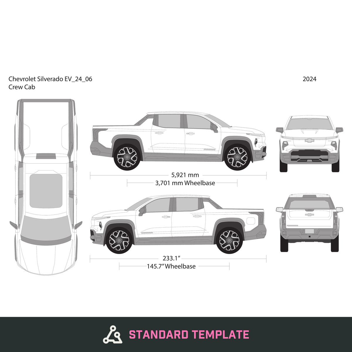 2024 Chevy Silverado EV vector wrap template, Design-Ready PDF - GravBase