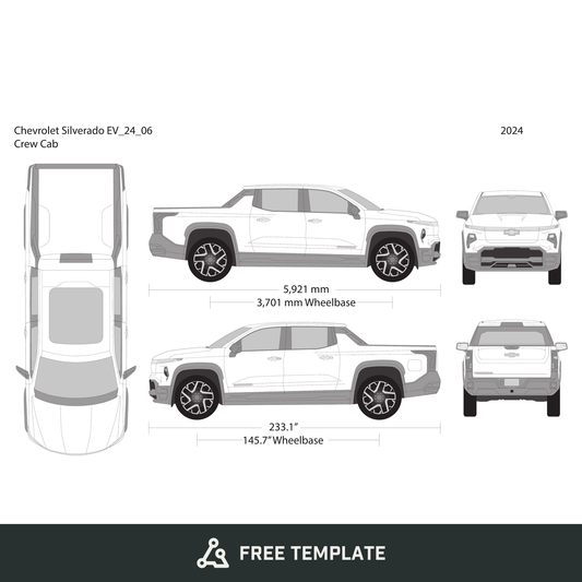 2024 Chevy Silverado EV free vector vehicle wrap template - GravBase