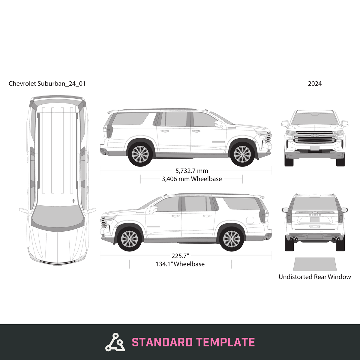 2024 Chevy Suburban vector wrap template, Design-Ready PDF - GravBase