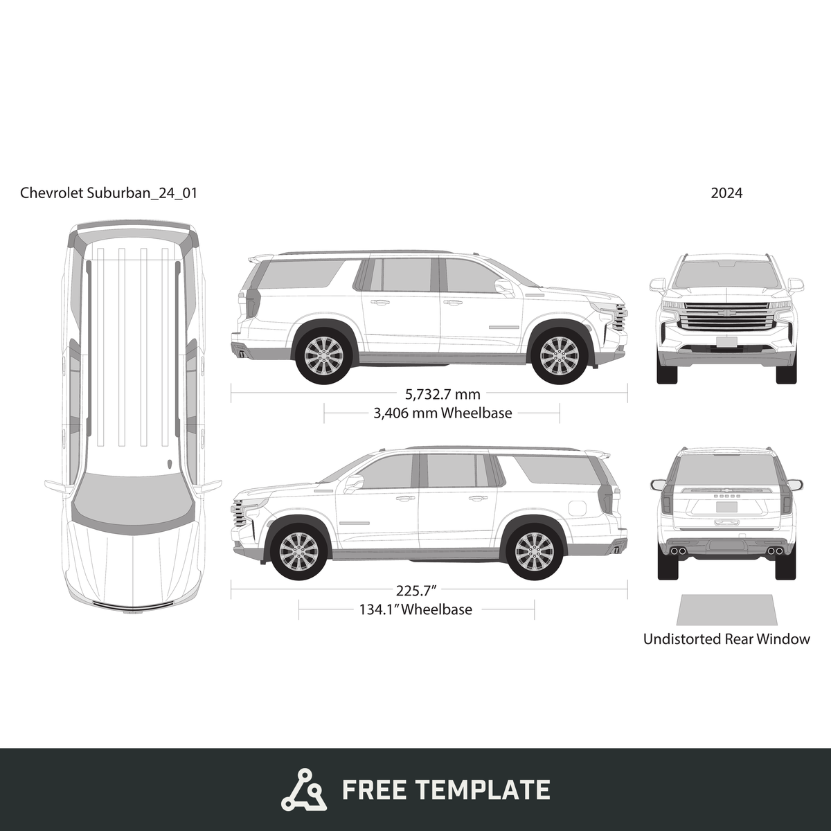2024 Chevy Suburban free vector vehicle wrap template - GravBase