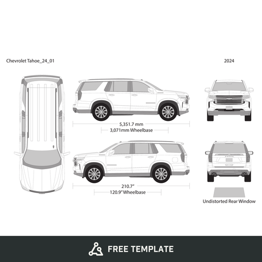 2024 Chevy Tahoe free vector vehicle wrap template - GravBase