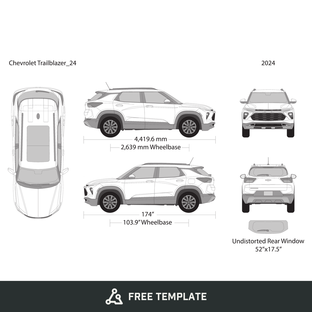 2024 Chevy Trailblazer free vector vehicle wrap template - GravBase