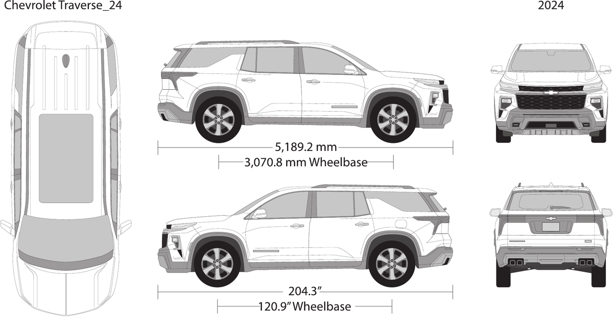 2024 Chevy Traverse vector wrap template, Design-Ready PDF - GravBase