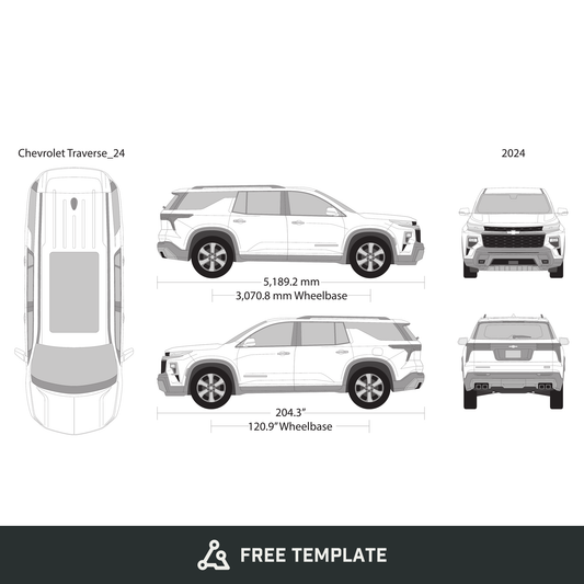 2024 Chevy Traverse free vector vehicle wrap template - GravBase