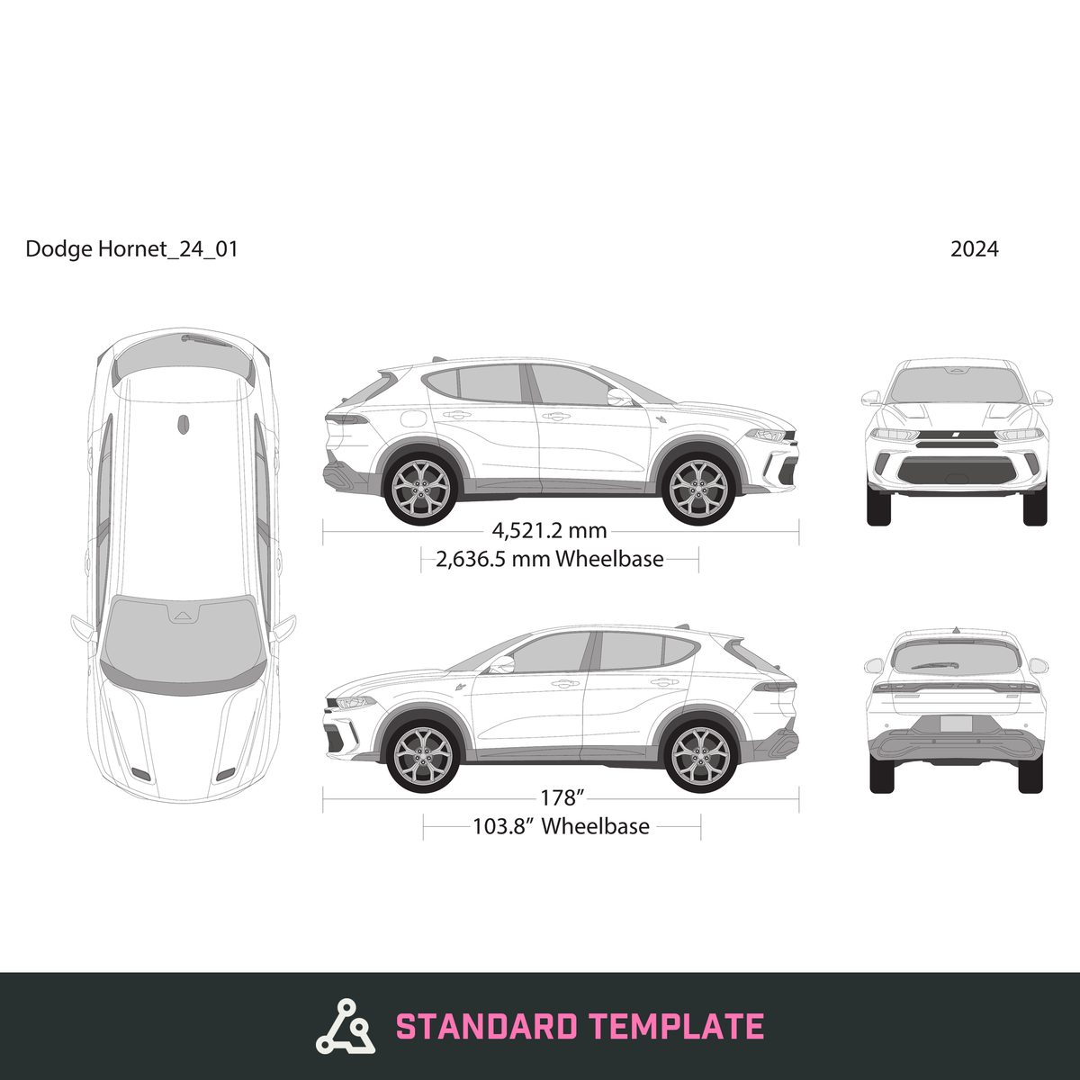 2024 Dodge Hornet vector wrap template, Design-Ready PDF - GravBase