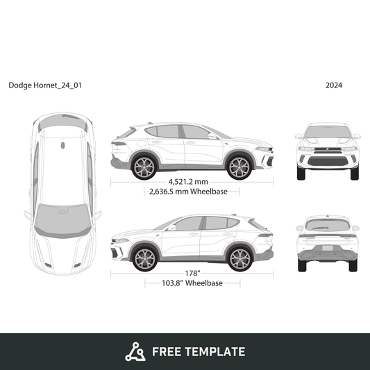 2024 Dodge Hornet free vector vehicle wrap template - GravBase