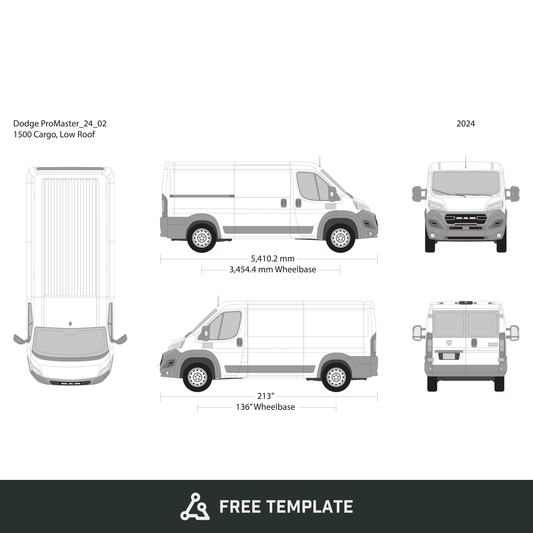 2024 Dodge Promaster free vector vehicle wrap template - GravBase