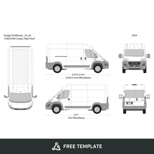 2024 Dodge Promaster free vector vehicle wrap template - GravBase