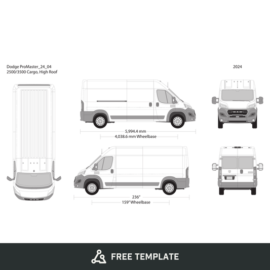 2024 Dodge Promaster free vector vehicle wrap template - GravBase