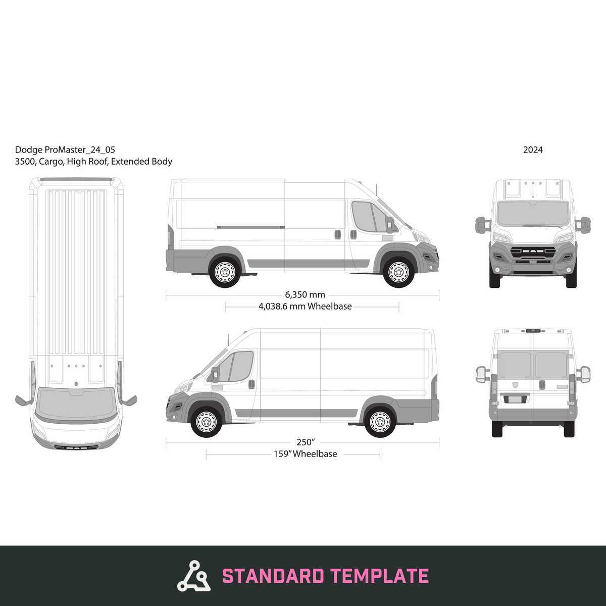 2024 Dodge Promaster vector wrap template V05, Design-Ready PDF - GravBase