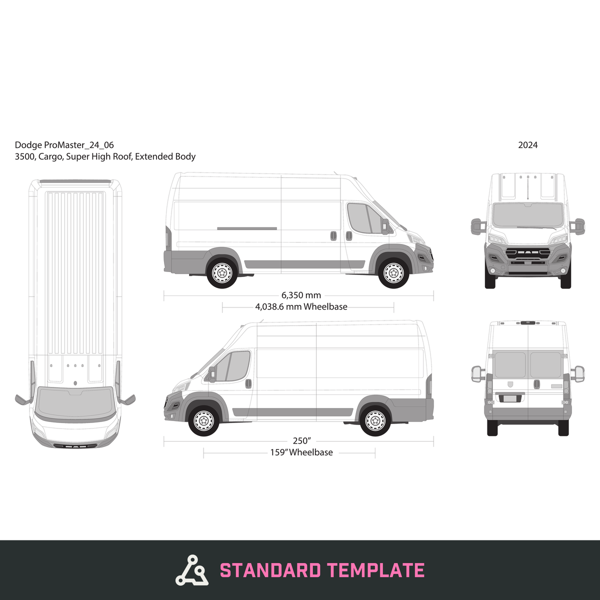 2024 Dodge Promaster vector wrap template V06, Design-Ready PDF - GravBase