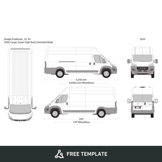 2024 Dodge Promaster free vector vehicle wrap template - GravBase