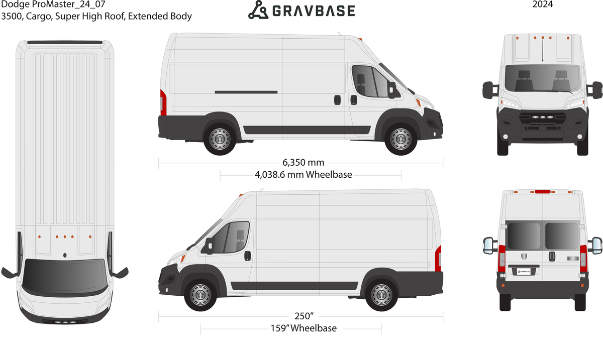 2024 Dodge Promaster vector wrap template V07, Premium Full Color - GravBase