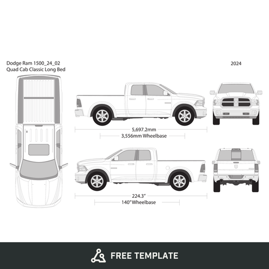 2024 Dodge Ram 1500 free vector vehicle wrap template - GravBase