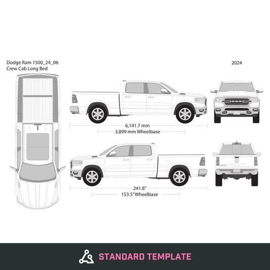 2024 Dodge Ram 1500 vector wrap template V06, Design-Ready PDF - GravBase