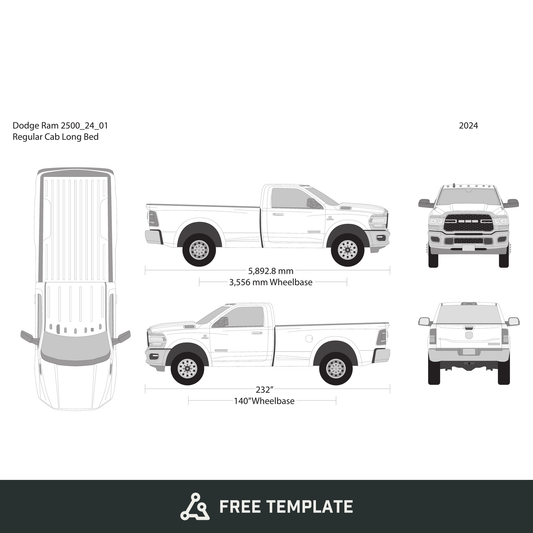 2024 Dodge Ram 2500_3500 free vector vehicle wrap template - GravBase