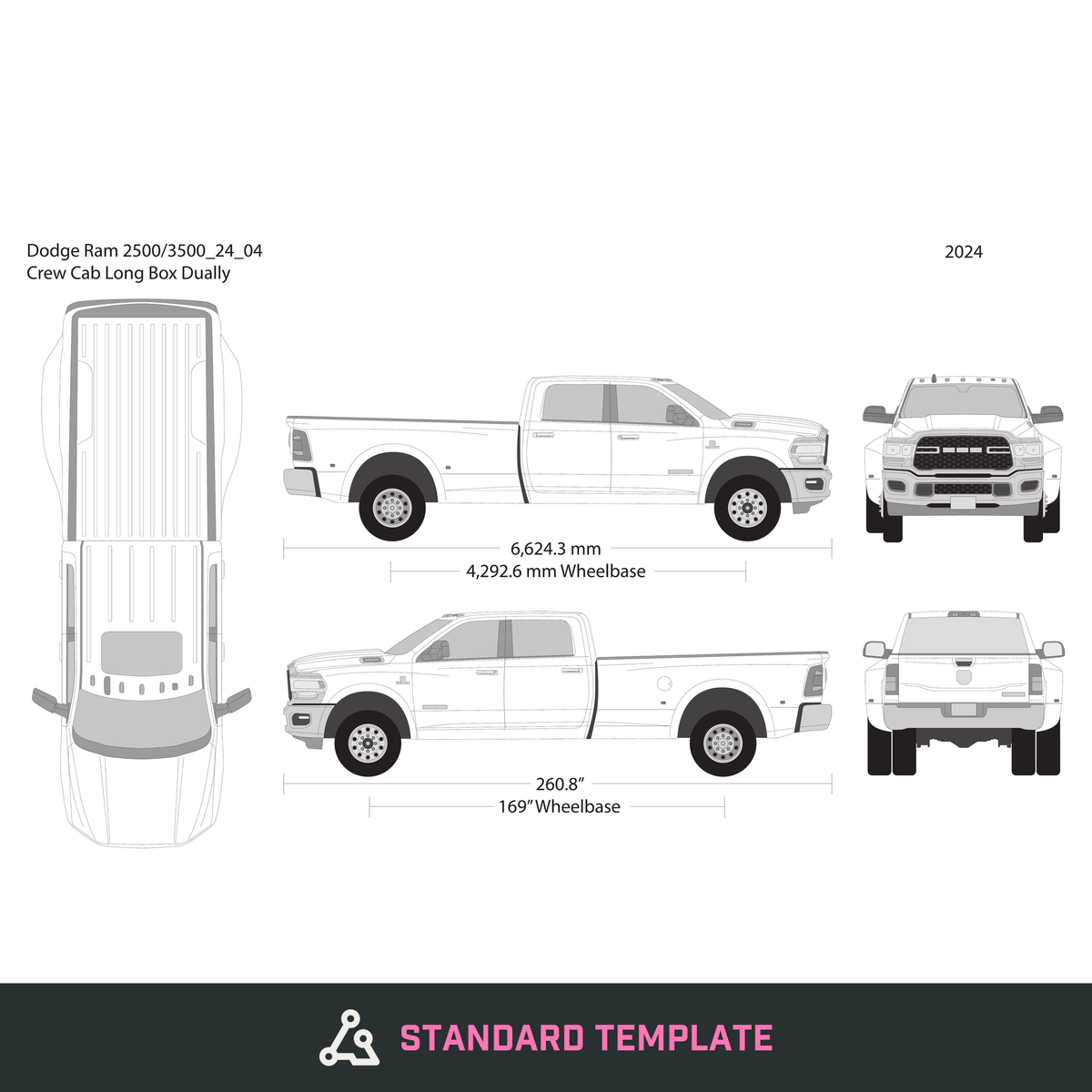 2024 Dodge Ram 2500_3500 vector wrap template V04, Design-Ready PDF - GravBase
