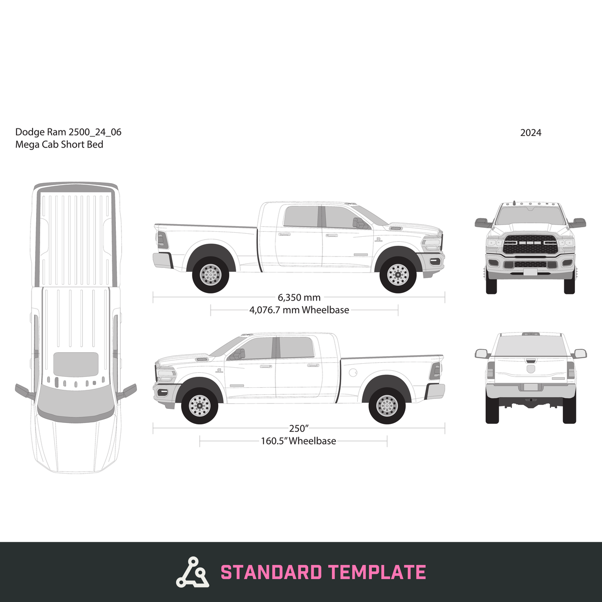 2024 Dodge Ram 2500_3500 vector wrap template V06, Design-Ready PDF - GravBase