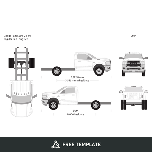 2024 Dodge Ram 5500 free vector vehicle wrap template - GravBase
