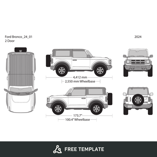 2024 Ford Bronco free vector vehicle wrap template - GravBase