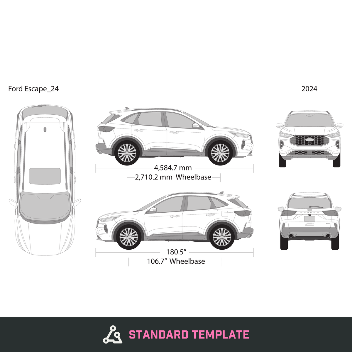 2024 Ford Escape vector wrap template, Design-Ready PDF - GravBase