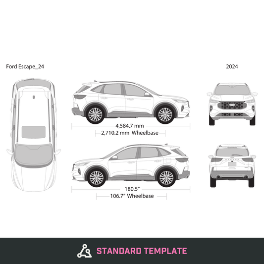 2024 Ford Escape vector wrap template, Design-Ready PDF - GravBase
