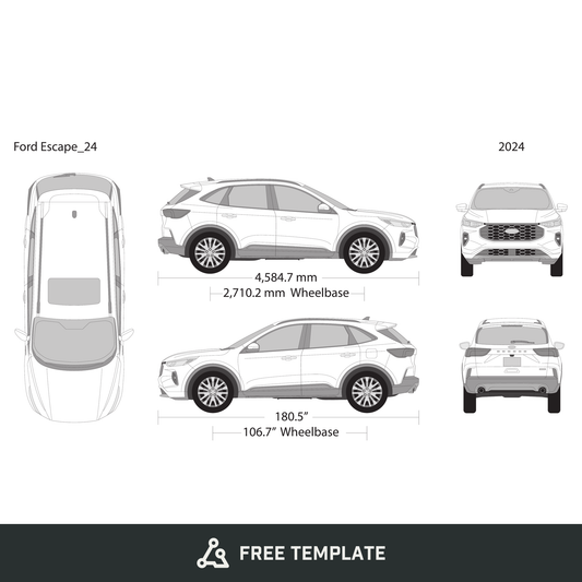 2024 Ford Escape free vector vehicle wrap template - GravBase