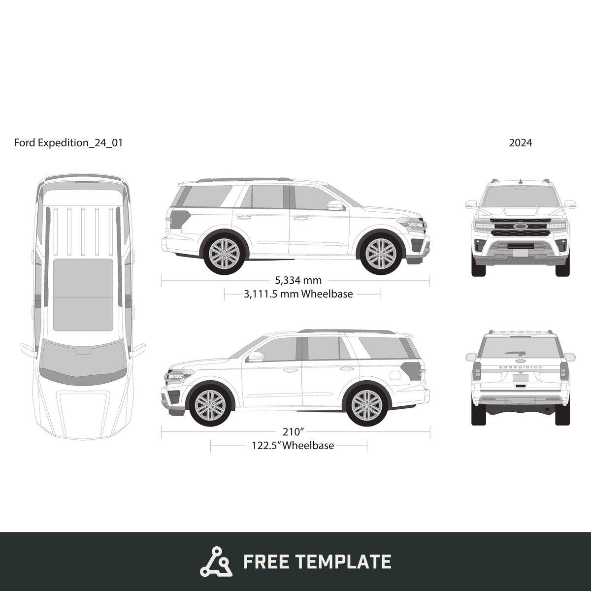 2024 Ford Expedition free vector vehicle wrap template - GravBase