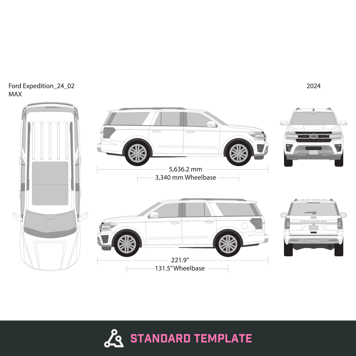 2024 Ford Expedition vector wrap template V02, Design-Ready PDF - GravBase