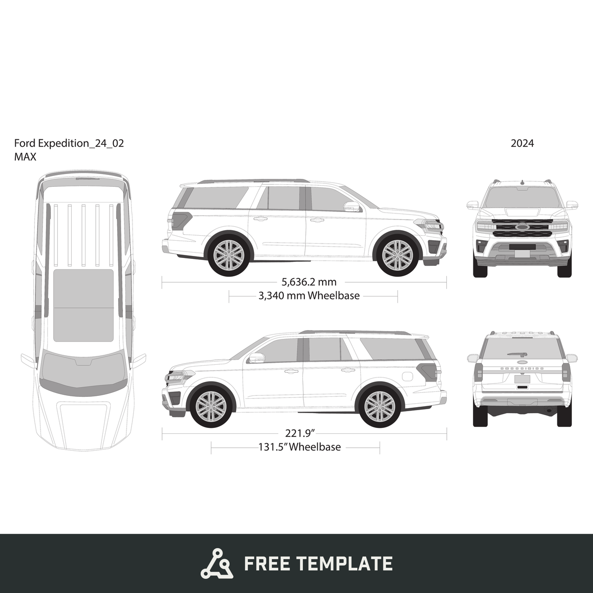2024 Ford Expedition free vector vehicle wrap template - GravBase
