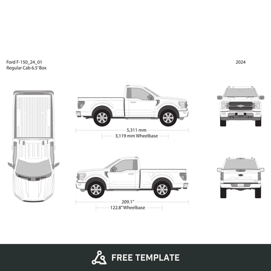 2024 Ford F-150 free vector vehicle wrap template - GravBase