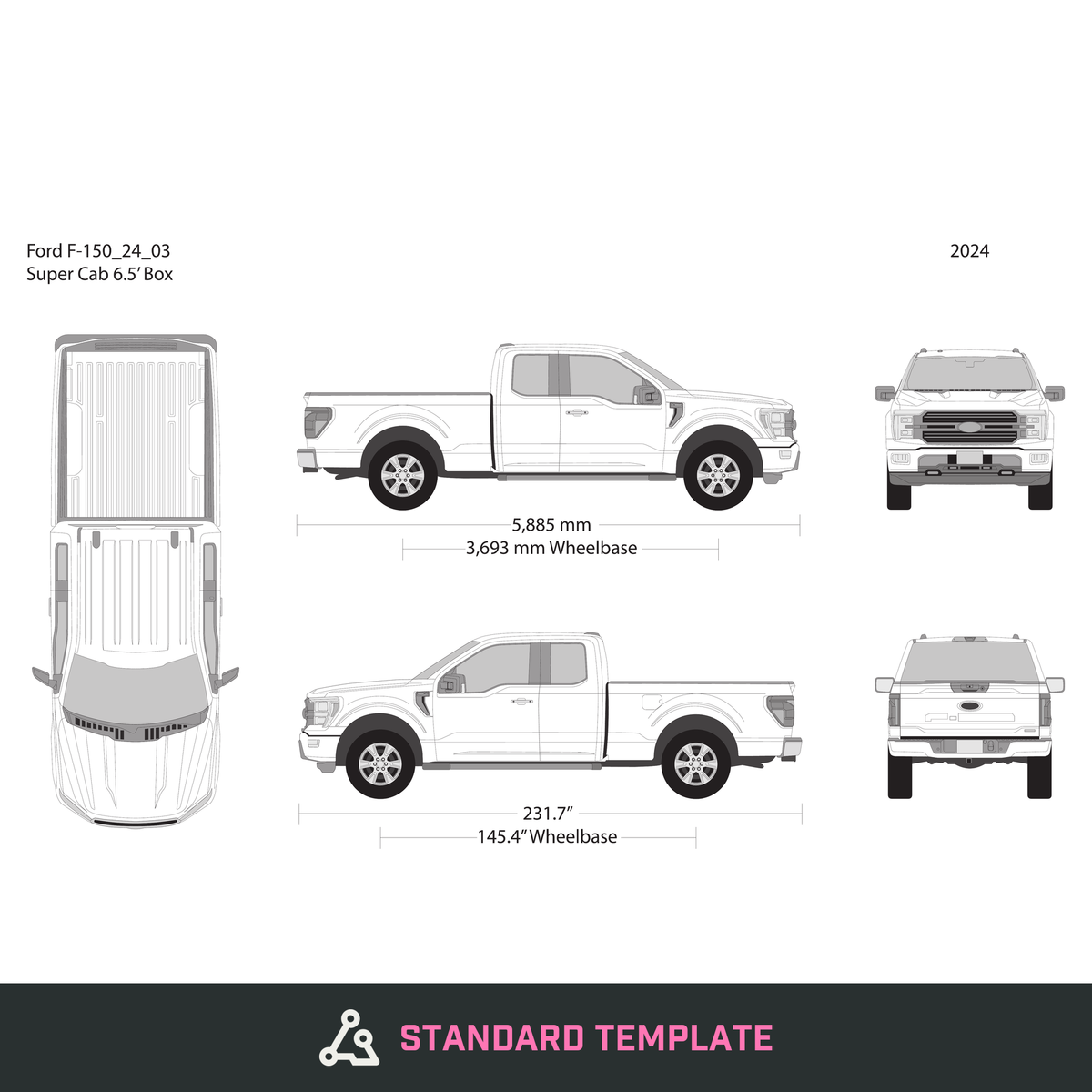 2024 Ford F-150 vector wrap template V03, Design-Ready PDF - GravBase
