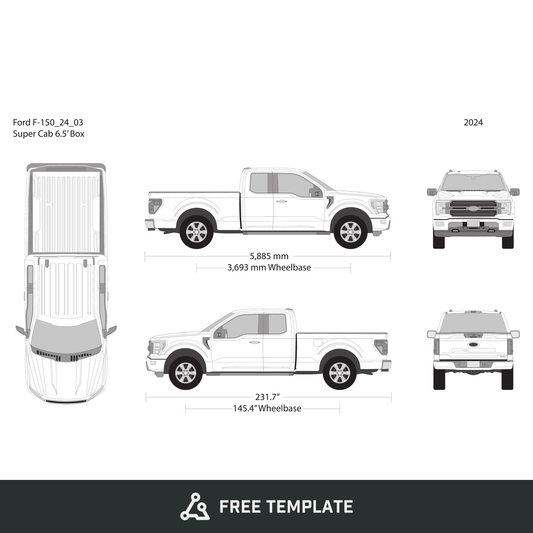 2024 Ford F-150 free vector vehicle wrap template - GravBase