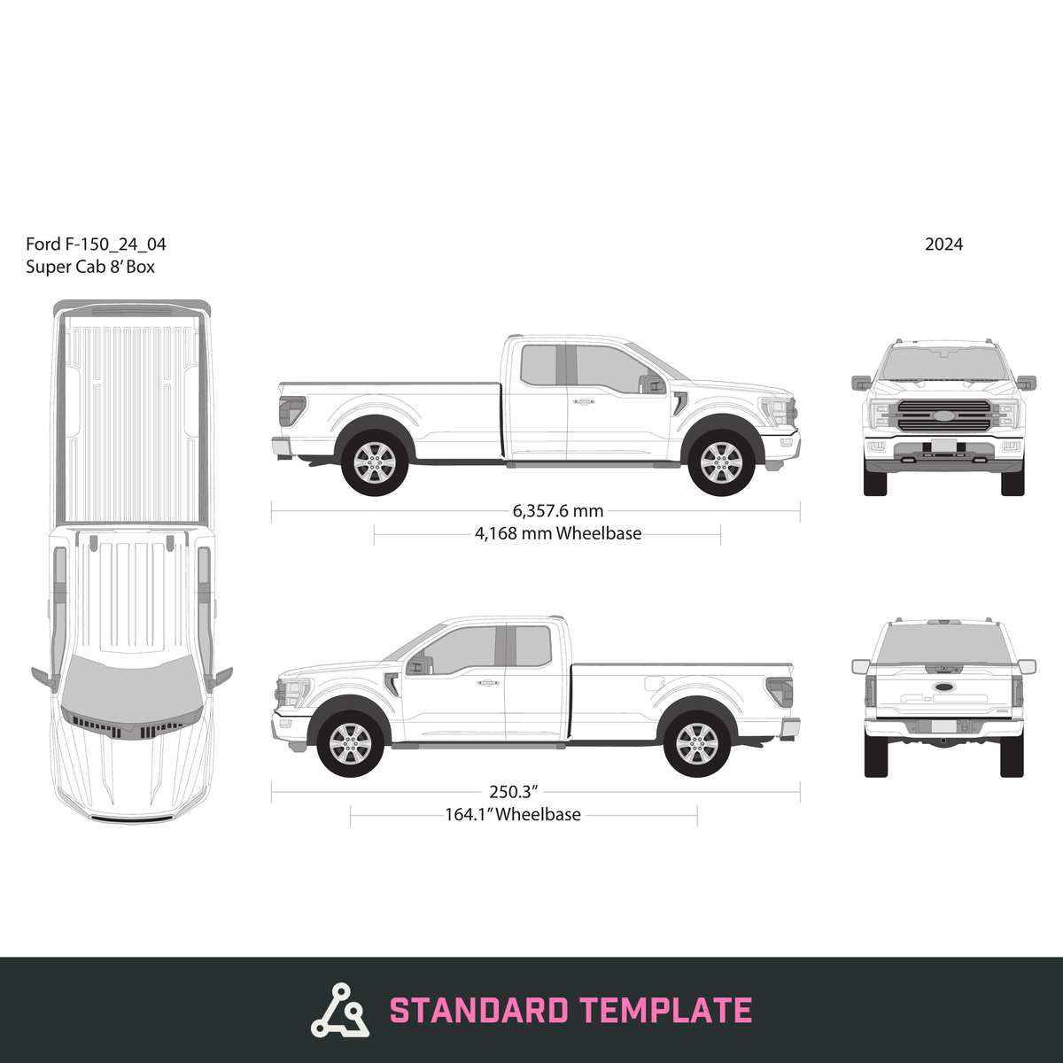 2024 Ford F-150 vector wrap template V04, Design-Ready PDF - GravBase