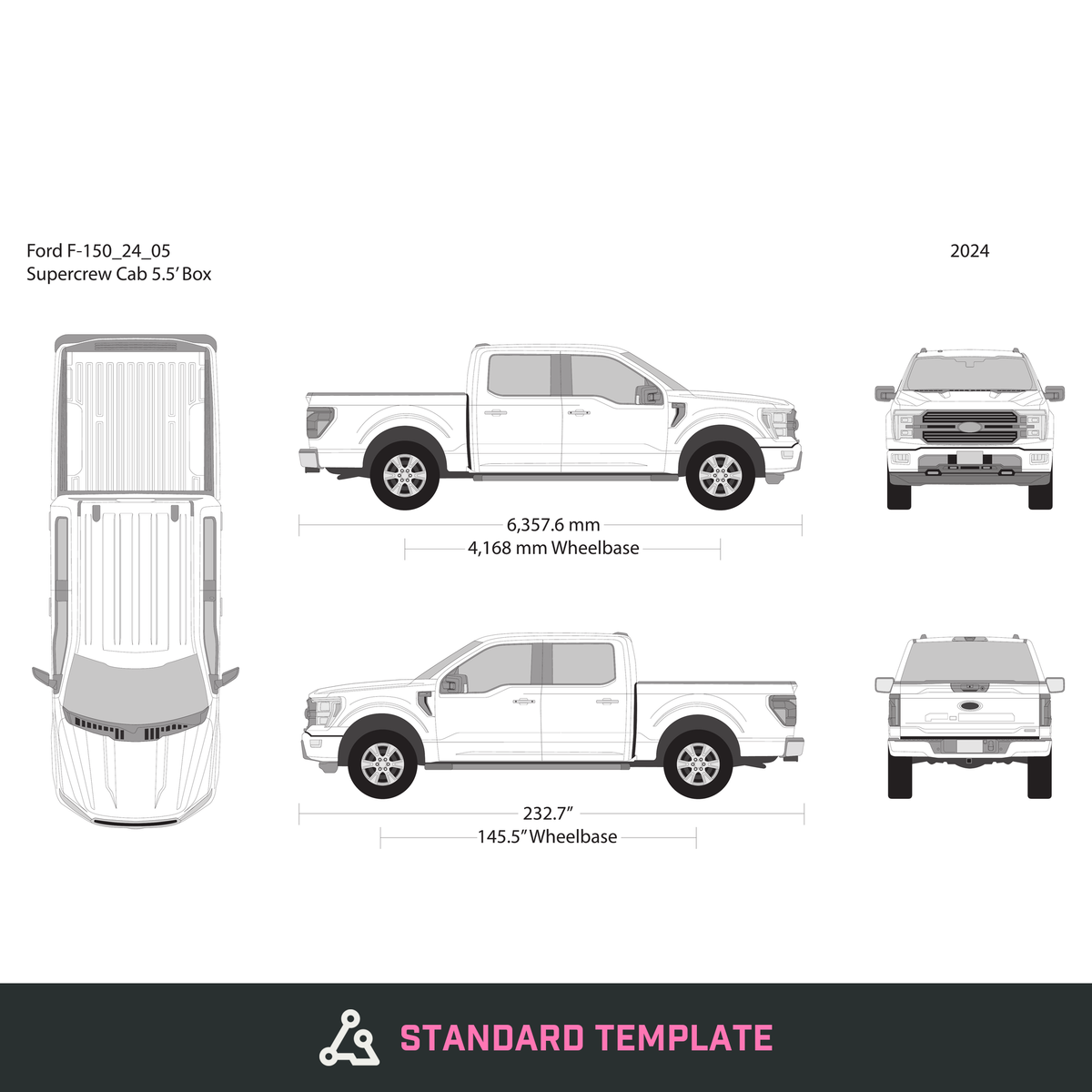 2024 Ford F-150 vector wrap template V05, Design-Ready PDF - GravBase