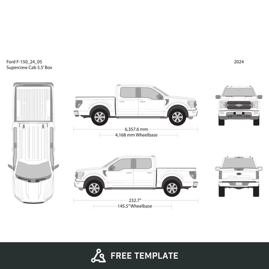 2024 Ford F-150 free vector vehicle wrap template - GravBase