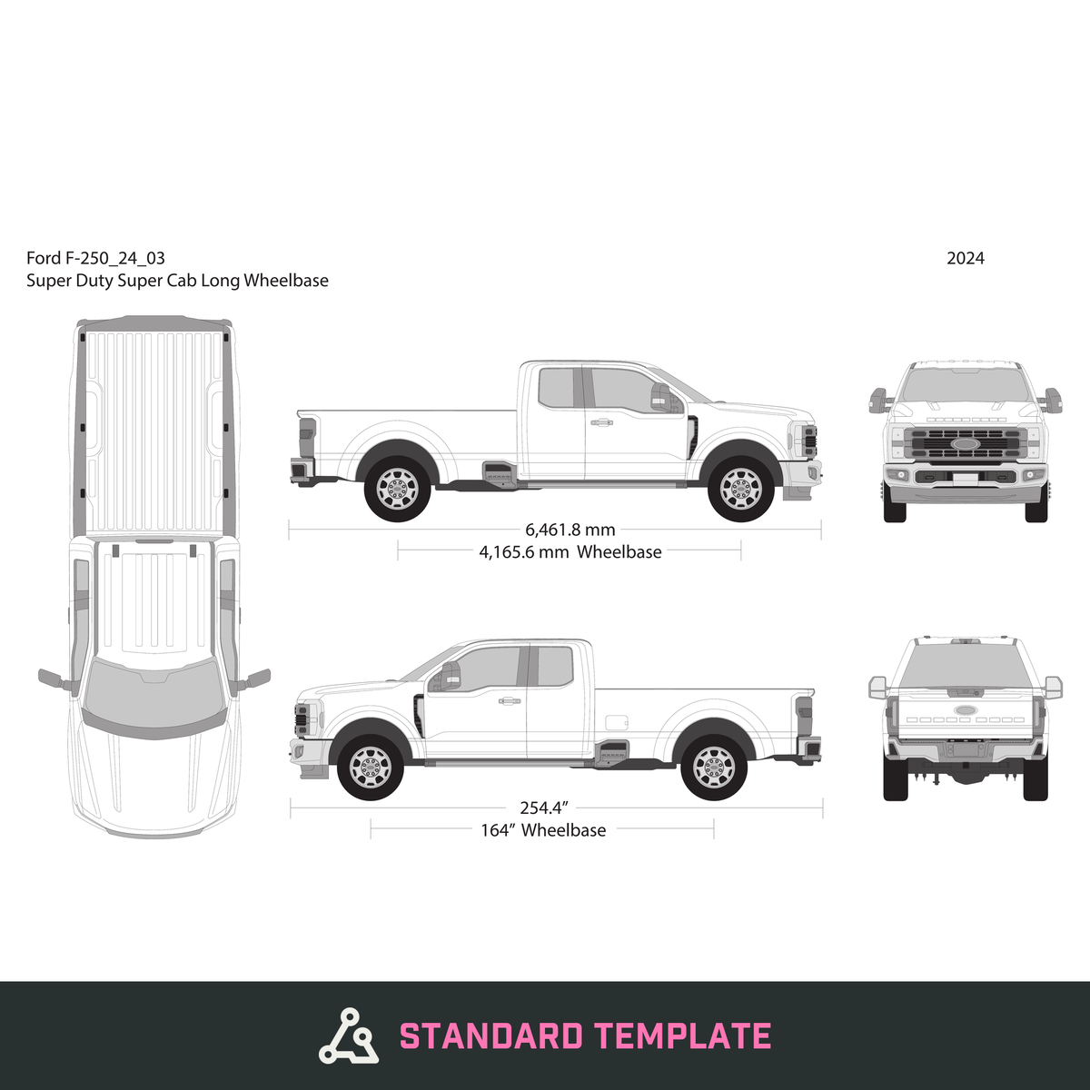 2024 Ford F-250 vector wrap template V03, Design-Ready PDF - GravBase