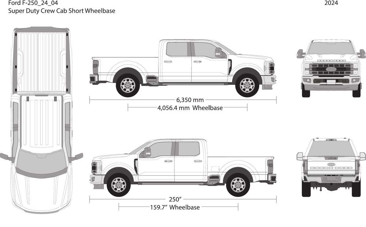 2024 Ford F-250 vector wrap template V04, Design-Ready PDF - GravBase