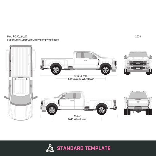 2024 Ford F-250 vector wrap template V07, Design-Ready PDF - GravBase